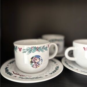 Disney Festive Mug and Saucer Set - White and Red